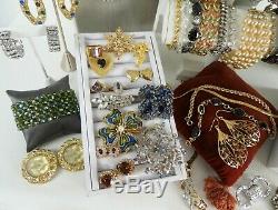 104 Huge Vintage Costume Jewelry Lot Brooch Rhinestone Estate Signed High LBS