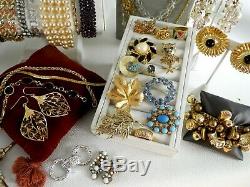 104 Huge Vintage Costume Jewelry Lot Brooch Rhinestone Estate Signed High LBS