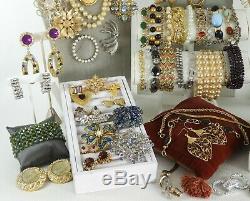 104 Huge Vintage Costume Jewelry Lot Brooch Rhinestone Estate Signed High LBS