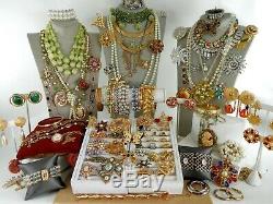 108 Huge Vintage Costume Jewelry Lot Brooch Rhinestone Estate Signed High LBS