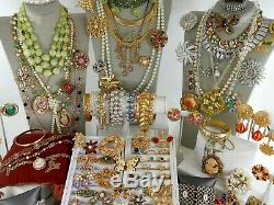 108 Huge Vintage Costume Jewelry Lot Brooch Rhinestone Estate Signed High LBS