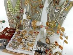 108 Huge Vintage Costume Jewelry Lot Brooch Rhinestone Estate Signed High LBS