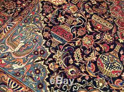10x13 SIGNED Handmade High Quality Antique Pictorial Kashmar Wool Rug-Excellent