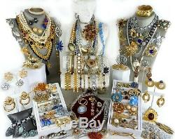 118 Huge Vintage Costume Jewelry Lot Brooch Rhinestone Estate Signed High LBS