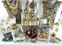 118 Huge Vintage Costume Jewelry Lot Brooch Rhinestone Estate Signed High LBS