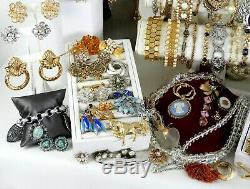 118 Huge Vintage Costume Jewelry Lot Brooch Rhinestone Estate Signed High LBS