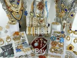 118 Huge Vintage Costume Jewelry Lot Brooch Rhinestone Estate Signed High LBS