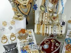 118 Huge Vintage Costume Jewelry Lot Brooch Rhinestone Estate Signed High LBS