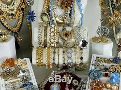 118 Huge Vintage Costume Jewelry Lot Brooch Rhinestone Estate Signed High LBS