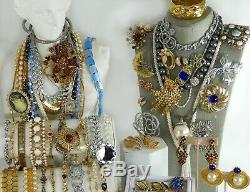 118 Huge Vintage Costume Jewelry Lot Brooch Rhinestone Estate Signed High LBS