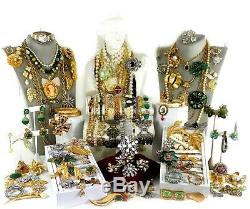 151 Huge Vintage Costume Jewelry Lot Brooch Rhinestone Estate Signed High LBS