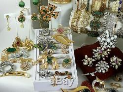 151 Huge Vintage Costume Jewelry Lot Brooch Rhinestone Estate Signed High LBS