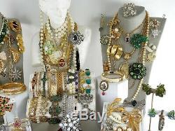 151 Huge Vintage Costume Jewelry Lot Brooch Rhinestone Estate Signed High LBS