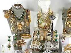 151 Huge Vintage Costume Jewelry Lot Brooch Rhinestone Estate Signed High LBS