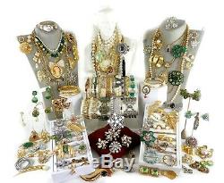 151 Huge Vintage Costume Jewelry Lot Brooch Rhinestone Estate Signed High LBS