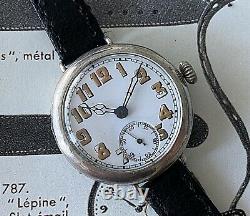 1914 Signed Silver High Quality WW1 Trench Watch Sensational Dial & Movement