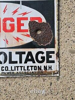 1930's DSP GRAFTON POWER CO. HIGH VOLTAGE KEEP OFF PORCELAIN SIGN ELECTRIC 10x10