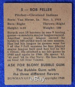 1948 Bowman Bob Feller Card Signed #5 Rookie High Grade JSA authenticity