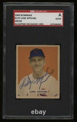 1949 Luke Appling Bowman High Number #175 SGC Authenticate Auto Autograph Signed