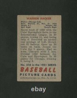 1951 Bowman #318 Warren Hacker Autographed Signed Chicago Cubs High Number Card