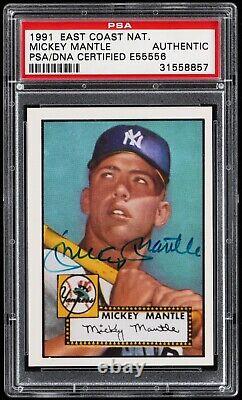 1952 Topps Mickey Mantle Signed Autographed 1991 RC Baseball Card PSA DNA