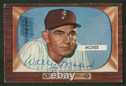 1955 Bowman 294 Wally Moses Autographed Signed High Number Philadelphia Phillies