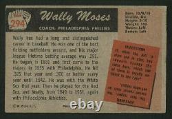 1955 Bowman 294 Wally Moses Autographed Signed High Number Philadelphia Phillies