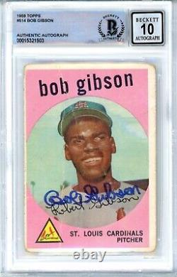 1959 Topps #514 Bob Gibson HOF RC Signed Autograph Beckett 10