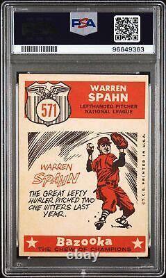 1959 Topps 571 Warren Spahn PSA DNA Signed Autograph 10