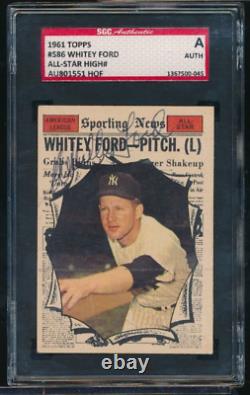 1961 Topps #586 Whitey Ford High # signed auto autograph SGC authentic