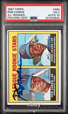 1967 Topps #569 Rod Carew Signed RC Rookie Auto Autograph PSA 3 DNA 10 NICE AUTO