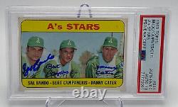 1969 Topps #556 A's Stars signed by Bando, Campaneris & Cater. PSA 10 RARE