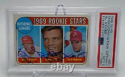 1969 Topps #624 NL Rookie Stars signed by Chaney, Dyer & Harmon. PSA 9 RARE