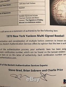 1970 NY Yankees Autographed Baseball High Grade withReal Thurman Munson With BAS LOA