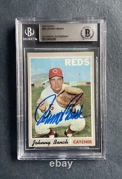1970 Topps High #660 Johnny Bench signed. Reds Auto. BAS Autograph Card EX. HOF