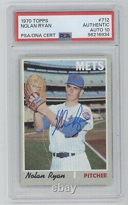 1970 Topps Nolan Ryan Signed Autographed #712 PSA/DNA Auth 10 AUTO Mets HOF