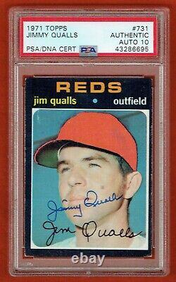 1971 Topps 731 Jim Jimmy Qualls Signed Card PSA Auto Grade 10 Reds High #