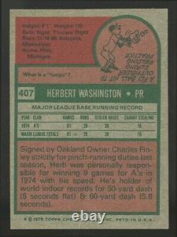 1975 Topps 407 Herb Washington Gem Mint 10 Autograph On High Quality Card Signed