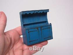 1982 Signed Artisan C&j Holmes Dollhouse Miniature Blue Painted Hutch 2.75 High