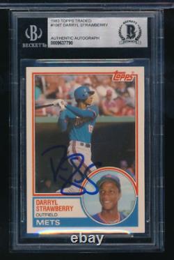 1983 Topps Traded #108T Darryl Strawberry signed auto BAS BECKETT high grade