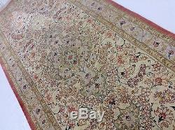 2 x 5 Silk Persian Qum Oriental Rug Small Hand Knotted Signed High Quality