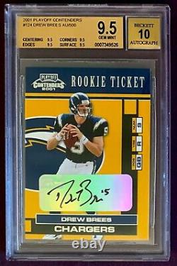 2001 Playoff Contenders Drew Brees Bgs 9.5/10 Rc Rookie Auto/500 High End