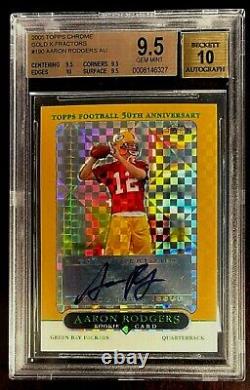 2005 Aaron Rodgers Topps Chrome Gold Auto Xfractor Refractor /399 Bgs 9.5 10 Rc