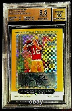 2005 Aaron Rodgers Topps Chrome Gold Auto Xfractor Refractor /399 Bgs 9.5 10 Rc