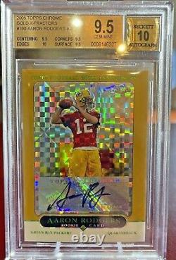 2005 Aaron Rodgers Topps Chrome Gold Auto Xfractor Refractor /399 Bgs 9.5 10 Rc