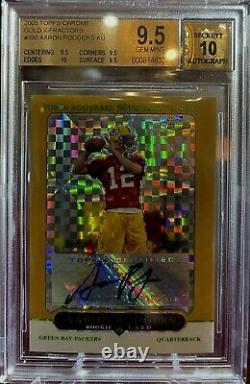 2005 Aaron Rodgers Topps Chrome Gold Auto Xfractor Refractor /399 Bgs 9.5 10 Rc