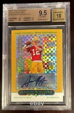 2005 Aaron Rodgers Topps Chrome Gold Auto Xfractor Refractor /399 Bgs 9.5 10 Rc