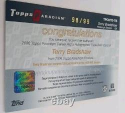 2007 Topps Paradigm /99 Terry Bradshaw Autograph Career Highs Triple Relic Mint