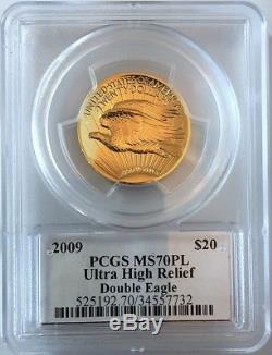 2009 $20 Gold Ultra High Relief Double Eagle PCGS MS70PL Moy Signed, TOP LABEL