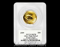 2009 $20 Gold Ultra High Relief PCGS MS70 DAVID HALL HAND-SIGNED LABEL